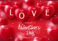 Valentine`s Day Decorative Lovely Greeting Card with Realistic Hearts