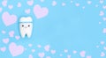 Valentine`s day dentistry background banner. Tooth model with copy space with a frame of pink hearts