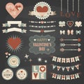 Valentine's Day design and decoration elements set Royalty Free Stock Photo