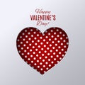 Valentine`s day design. Red dotted heart shape on white background Royalty Free Stock Photo