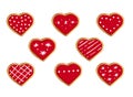 Valentine's day dessert. Red heart ginger cookie, isolated on white background Royalty Free Stock Photo