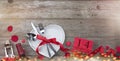 Valentine`s day dinner concept. Fork, spoon and knife in heart plate on old table Royalty Free Stock Photo
