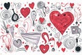 Valentine\'s day doodle seamless pattern