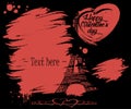 Valentine`s Day. Eiffel Tower and grunge banner