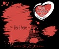 Valentine`s Day. Eiffel Tower and grunge banner