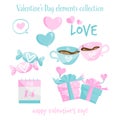 Valentine`s day elements Collection. Royalty Free Stock Photo