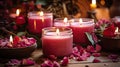 Valentine Day Handcrafted Candles by Generative AI Royalty Free Stock Photo