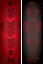 Elegant filigree heart Valentine`s Day banners