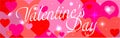 Vectorized illustration of Valentine`s Day white text sign and red pink purple violet lilac orange hearts on background with stars
