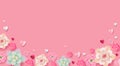 Valentine`s day floral pink background with paper hearts. Beautiful flowers for banner or greeting card design. - Vector Royalty Free Stock Photo