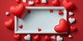 Valentine\'s day frame. Copy space for text. 3D render style
