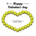Valentine`s Day and Frame from tennis balls Royalty Free Stock Photo