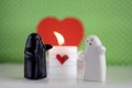 ValentineÃÂ´s Day Ghosts Wedding with Candle, Flowers and Hearth