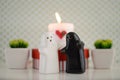 ValentineÃÂ´s Day Ghosts Wedding with Candle, Flowers and Hearth