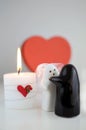 ValentineÃÂ´s Day Ghosts Wedding with Candle and Hearth Royalty Free Stock Photo