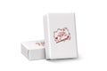Valentine`s day gift - cardboard wrapped in paper with valentine theme on white background - 3d - copy space