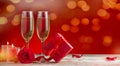 Champagne glasses and roses Royalty Free Stock Photo