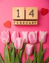 Valentine\'s Day gift. Wooden calendar with the date February 14.