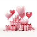 Valentine's Day gifts. Boxes of roses and heart isolated Royalty Free Stock Photo