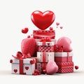 Valentine's Day gifts. Boxes of roses and heart isolated Royalty Free Stock Photo