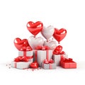 Valentine's Day gifts. Boxes of roses and heart isolated Royalty Free Stock Photo