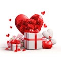 Valentine's Day gifts. Boxes of roses and heart isolated Royalty Free Stock Photo