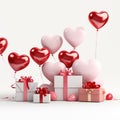 Valentine's Day gifts. Boxes of roses and heart isolated Royalty Free Stock Photo