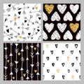 Valentine's Day Golden Glitter Heart Patterns