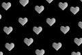 Valentine\'s Day. Gray hearts on a black background. Wallpaper. Postcard for lovers. Template. Copy space Royalty Free Stock Photo