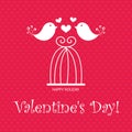 Valentine`s Day greeting card with birds and a crochet. Vector Royalty Free Stock Photo