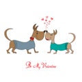 Valentine' s day greeting card with cartoon dog characters Royalty Free Stock Photo