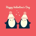 Valentines day penguins coral