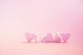 Valentine`s Day greeting card. Five pink hearts