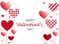 Valentine`s day greeting card. Hearts plaid, patches red balloon Royalty Free Stock Photo