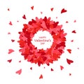 Valentine`s Day greeting card. Hearts round frame. Love concept. Vector illustration Royalty Free Stock Photo