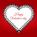 Valentine`s day greeting card. Hert shaed lace frame with place for your text.