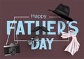 Fathers Day banner with letters and dad`s objects.