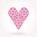 Valentine's Day greeting card. Modern ornamented flat styled heart
