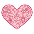 Abstract ornamental heart shaped 3d. Cutout lacy ornate heart. Valentine's day greeting card. Laser cutting design Royalty Free Stock Photo