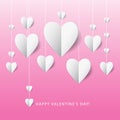 Valentine's day greeting card with Paper Heart. Template for des