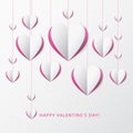 Valentine's day greeting card with Paper Heart. Template for des