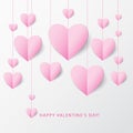 Valentine's day greeting card with Paper Heart. Template for des