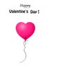 Valentine`s day greeting card with pink heart shaped balloon Royalty Free Stock Photo