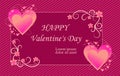 Valentine\'s Day greeting card on dark pink background in vintage style Royalty Free Stock Photo