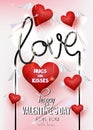 Valentine`s Day greeting card with red hearts with wingsm arrows and sparkler. Royalty Free Stock Photo