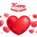 Valentine's day greeting card, red realistic hearts