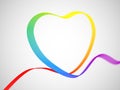 Valentine`s day greeting card: ribbon in heart shape painted as the rainbow flag