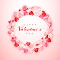 Valentine`s day greeting card template with text and decoration garland of hearts. Vector Royalty Free Stock Photo