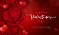 Valentine`s day greeting card templates with realistic of beautiful red rose
