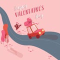 Valentine`s day greeting card. Vector illustration for any kinds of usage.